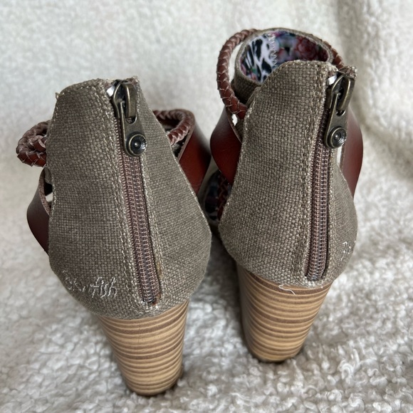 Blowfish wedge sandals, size 11, grey/tan canvas - Picture 3 of 5